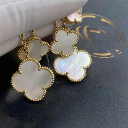 [Camiery]CLOVER EARRINGS WHITE MOP 4 MOTIFS GOLD