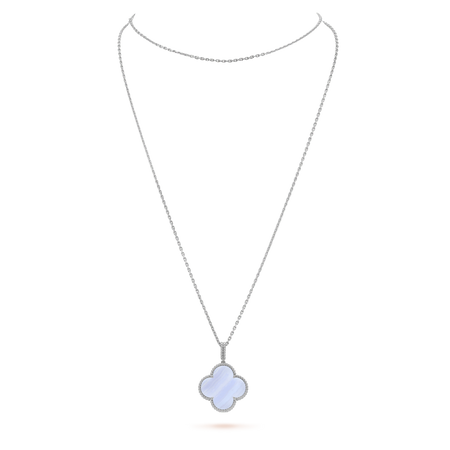 [Camiery]CLOVER SILVER CHALCEDONY BIG CLOVER NECKLACE