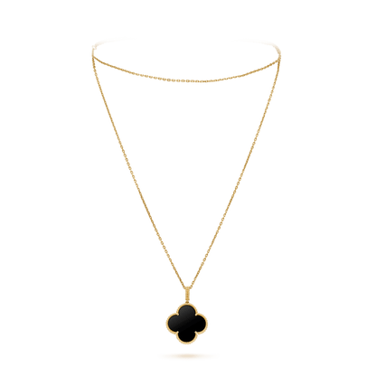 [Camiery]CLOVER 25MM GOLD ONYX BIG CLOVER NECKLACE