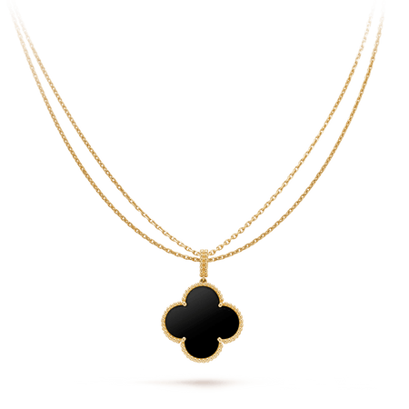 [Camiery]CLOVER 25MM GOLD ONYX BIG CLOVER NECKLACE