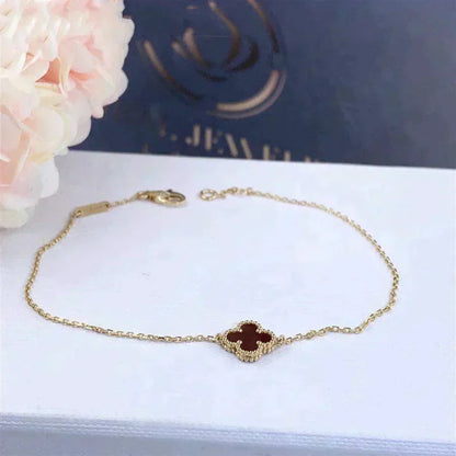 [Camiery]CLOVER  CARNELIAN SINGLE FLOWER BRACELET