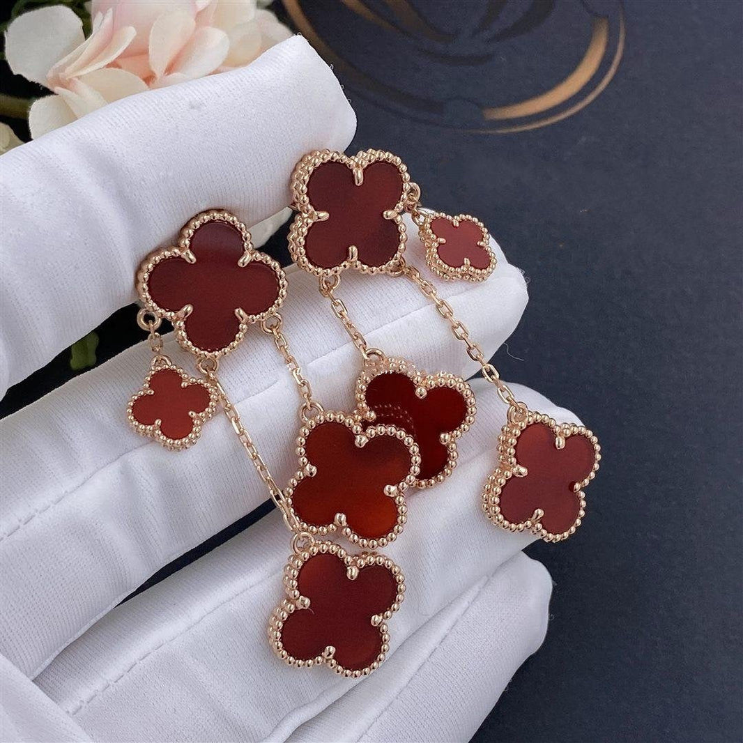 [Camiery]CLOVER EARRINGS CARNELIAN 4 MOTIFS PINK GOLD
