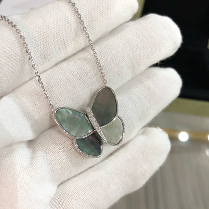 [Camiery]LARGE BUTTERFLY SILVER PENDANT DIAMOND NECKLACE