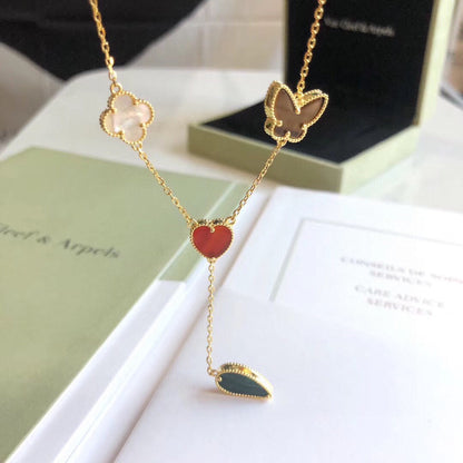 [Camiery]LUCKY SPRING 4 MOTIFS ROSE GOLD NECKLACE