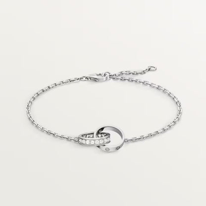[Camiery] LOVE DOUBLE RING HALF DIAMOND BRACELET