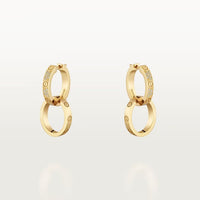 [Camiery] LOVE 3.3MM DANGLE HALF DIAMOND EARRINGS